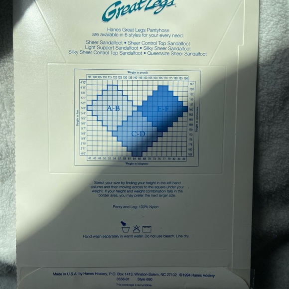 đź–¤1994 Great Legs by Hanes Hosiery - Picture 2 of 2